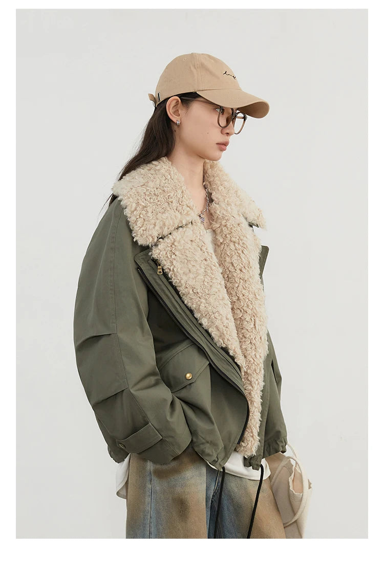 CHIC VEN Women Coats Streetwear Loose Casual New Retro Motorcycle Cotton Jacket Thick Warm Female Overcoat Autumn Winter 2024