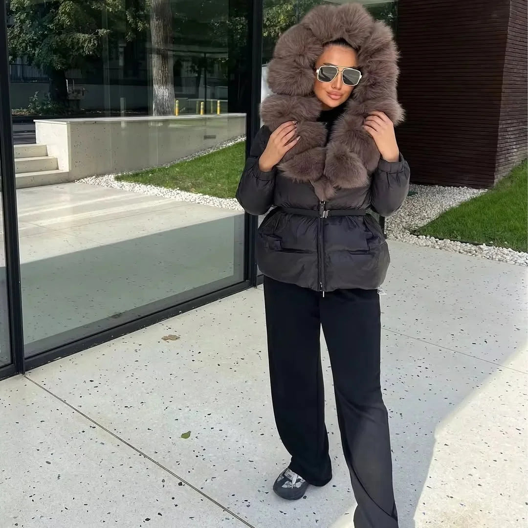OFTBUY 2025 Winter Clothing Puffer Jacket Women Real Fox Fur Hooded Thick Warm 90% White Duck Down Coat Female Parkas Waterproof