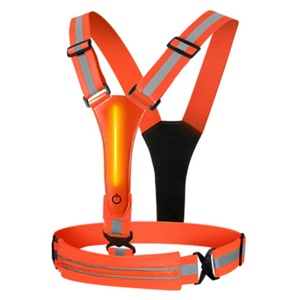LED Reflective Vest Light Up Running Vest Adjustable Straps Cycling Safety Vest USB Rechargeable 3 Light Modes for Night Running