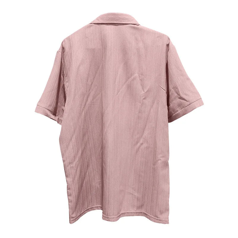 Summer European and American Style Men's Clothing Short Sleeve Cardigan Suit Men's Casual Loose Short Sleeves Shorts Beach Suit