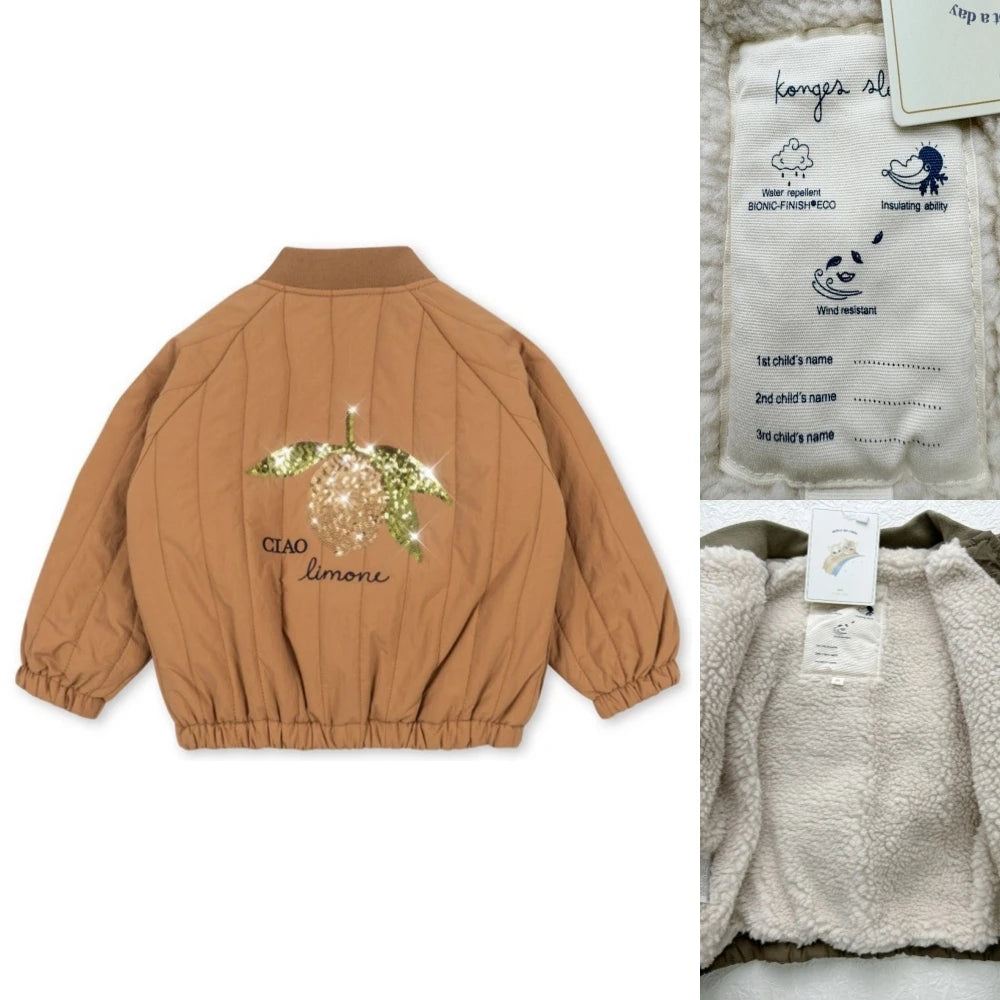 2025 KS Winter Baby Boys Cartoon Lambswool Jackets Kids Cotton Clothes Girls Jackets Outerwear Coats Boys Flight Suit Jackets