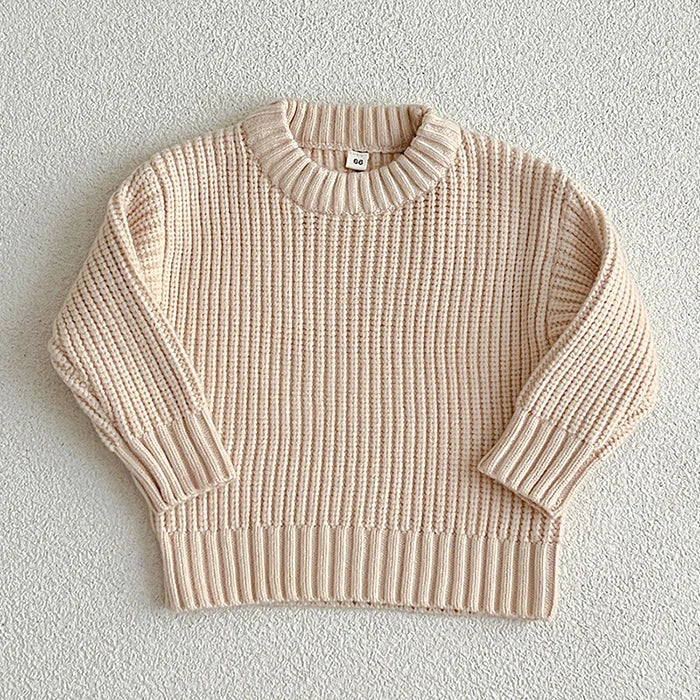 2025 New Spring Baby Girls Sweater Long Sleeved Solid Color Newborn Baby Girls Boys Knitted Pullover Tops 0-6Yrs Kids Sweater