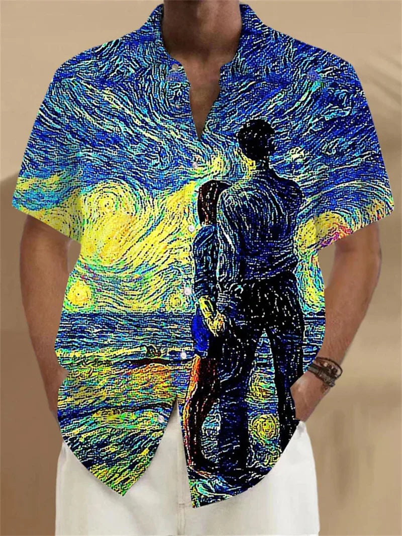 Men's Hawaiian shirt 3D skull print men's shirt summer street shirt short sleeved loose top