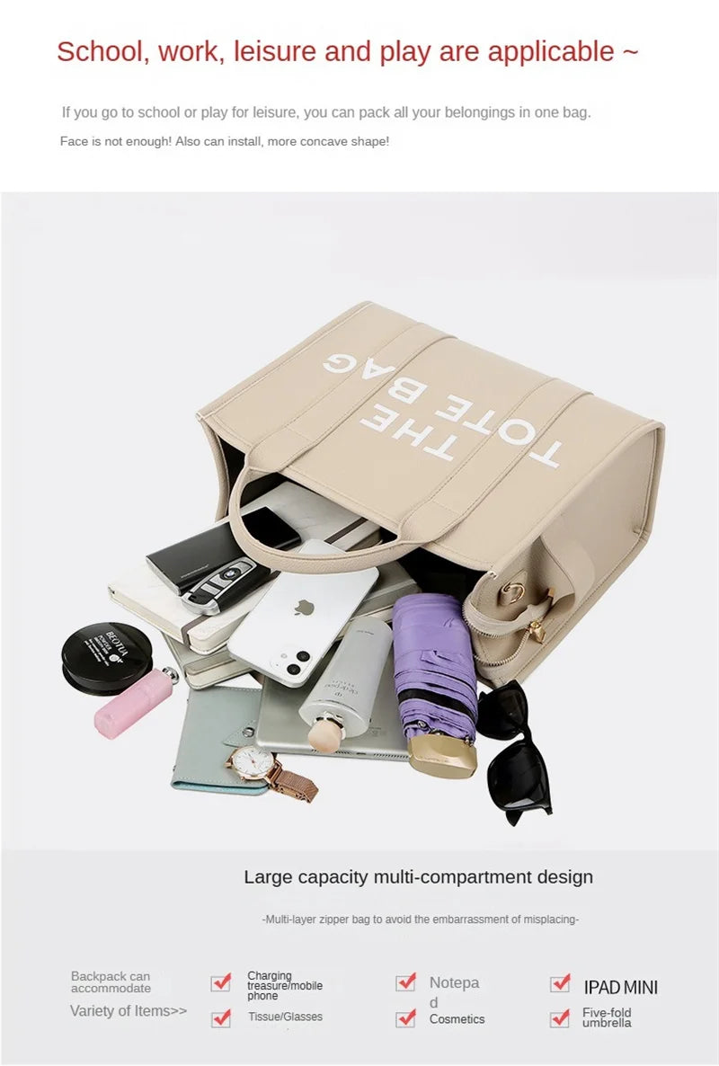 Tote Bag For Women PU Leather Handbag Personality Large Capacity Underarm Shoulder Bags Designer Bag Fashion Crossbody Bag 2024