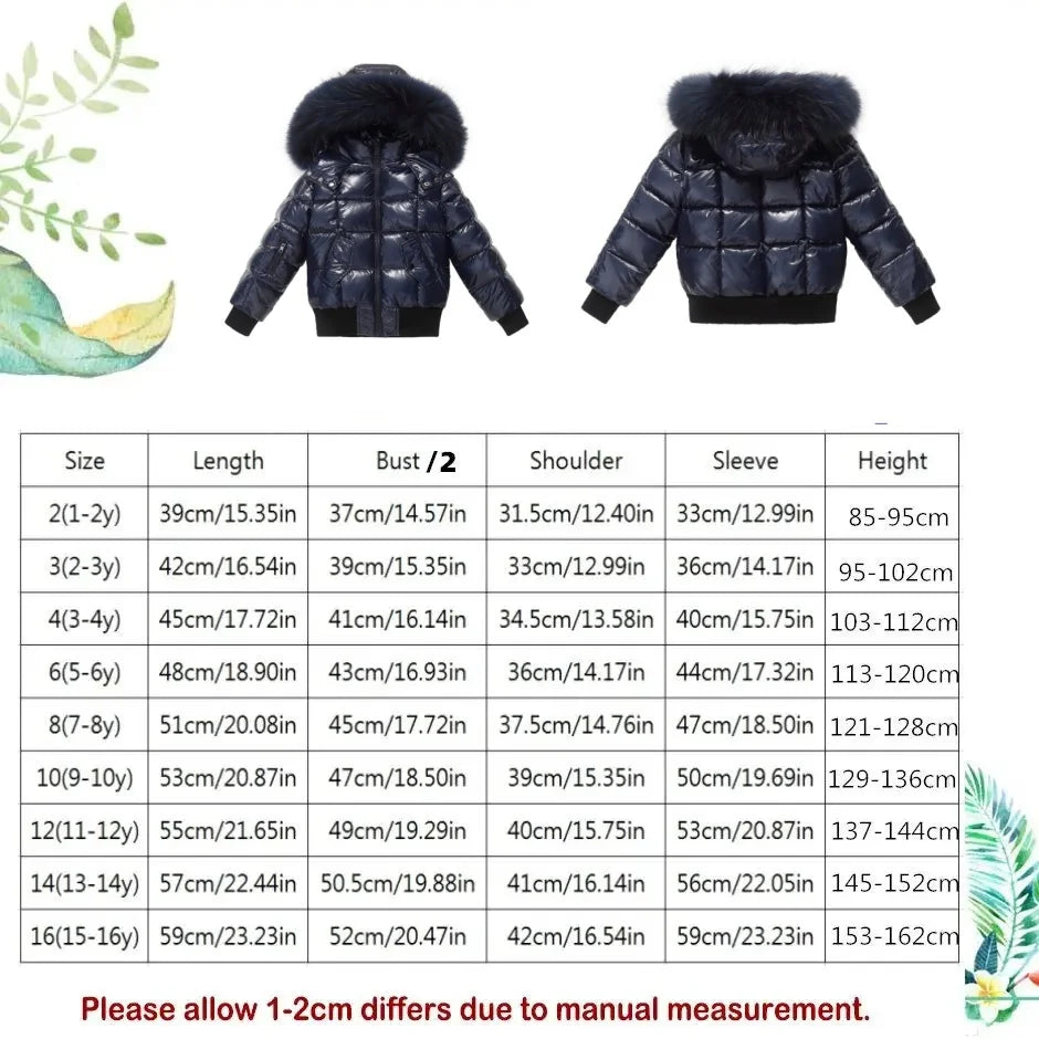 AP 2025 winter children coats waterproof shine fabric and filling  white duck down girls boys outerwear
