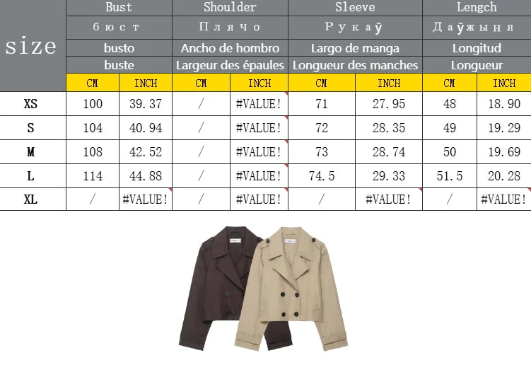 Fashion Lapel Short Trench Coats Women Double Breasted Pockets Jackets Female Autumn Winter New Office Lady Solid Outwear ﻿