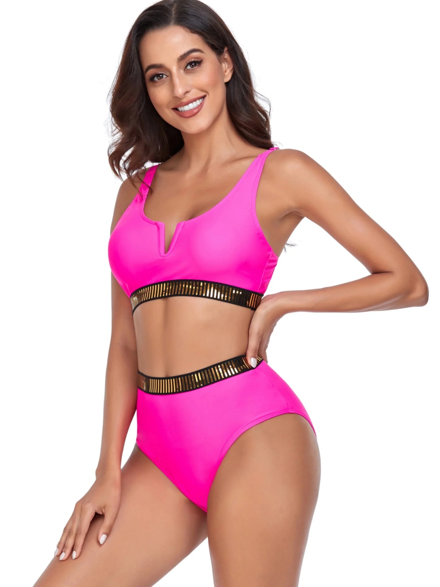 VYLYNK Bikinis Sets Swimsuit 2025 Women Two-Piece Swimwear High Waist Bathers Female Short Tankini Pool Swimming suit Beachwear