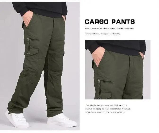 Men's Winter Cargo Pants Double Layer Fleece Warm Thick Camouflage Tactical Cotton Long Trousers Men Baggy Casual Cotton Pants
