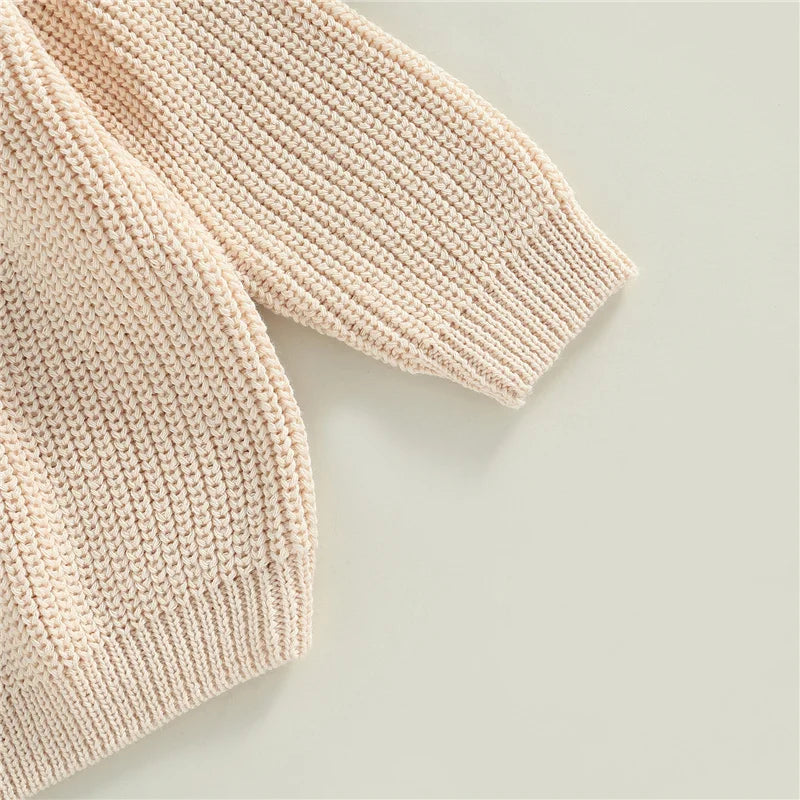 Suefunskry Newborn Baby Girl Boy Knitted Long Sleeve Autumn Winter Sweater Solid Loose Pullover Casual Tops Kids Clothes 3M-5Y