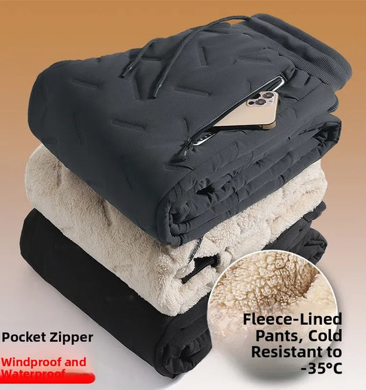 Lamb Velvet Winter Thiened Fce Lined Men's Snow Pants Outerwear Windproof Warm down Cotton Trousers Youth Faion