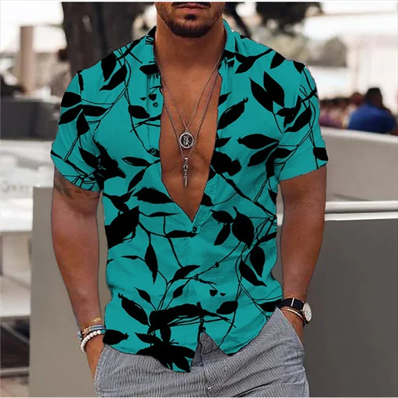 Men's shirt Summer beach shirt black and white short-sleeved polka dot lapel holiday wear fashion casual comfortable clothing to