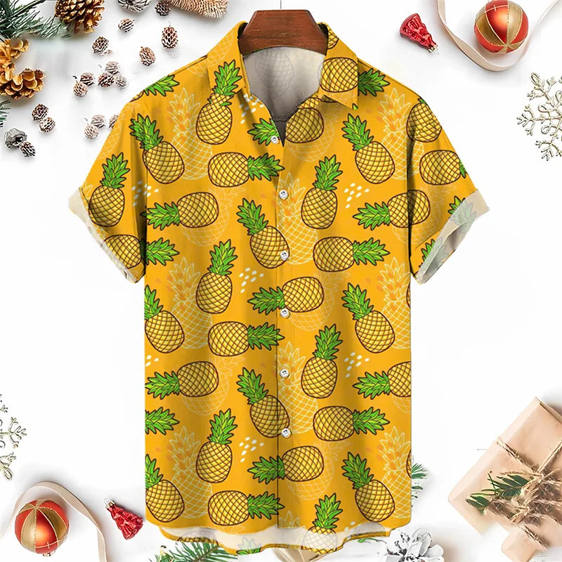 Men's Shirts 3D Fruit Pineapple Printed Shirts For Women New Summer Funny Streetwear Short Shirts Y2k  Mens Hawaiian Clothing