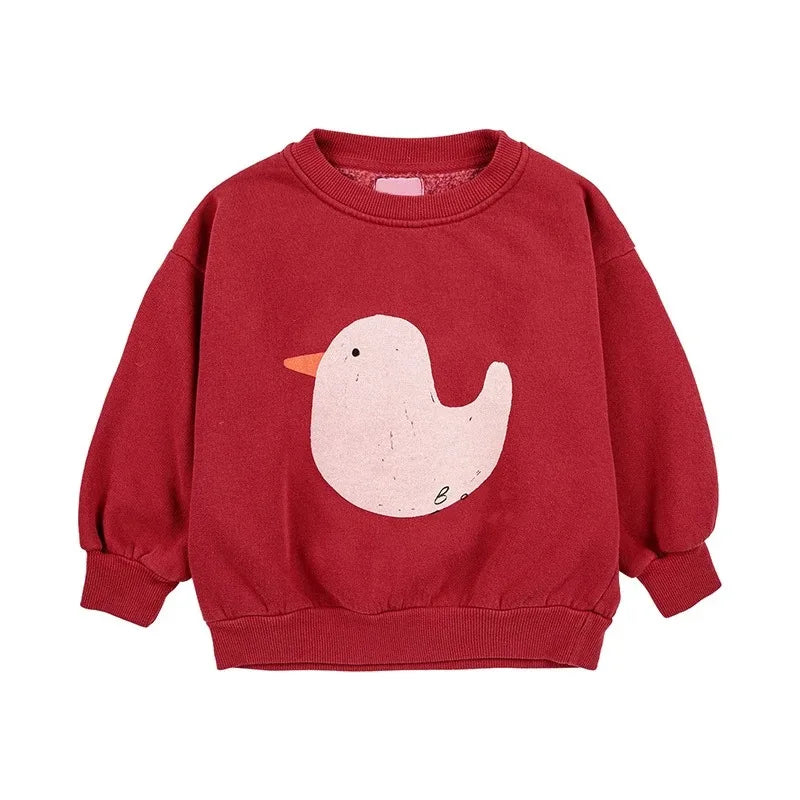 Korean INS 2024 Children's Autumn Winter Long Sleeve O-Neck Sweatshirt Cute Tops for Girls And Boys Baby Sweaters Kids Clothing