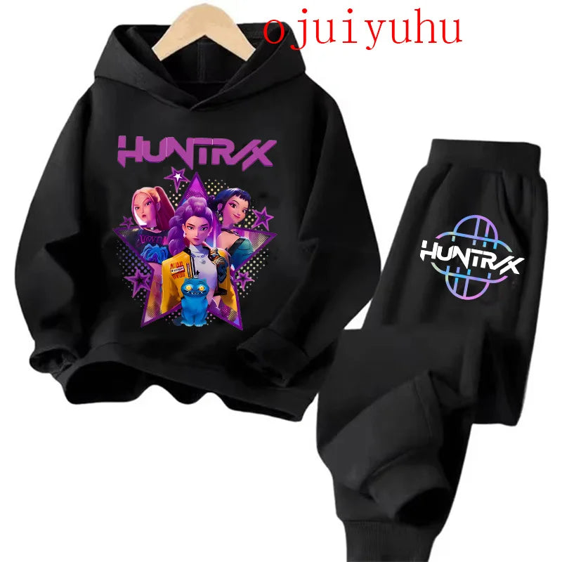 Streetwear 90s Sets Children Hoodies Kpop Demon Hunters Pullover Sweatshirt Anime Trucksuit Cartoon Girls Boy Kids  Clothes