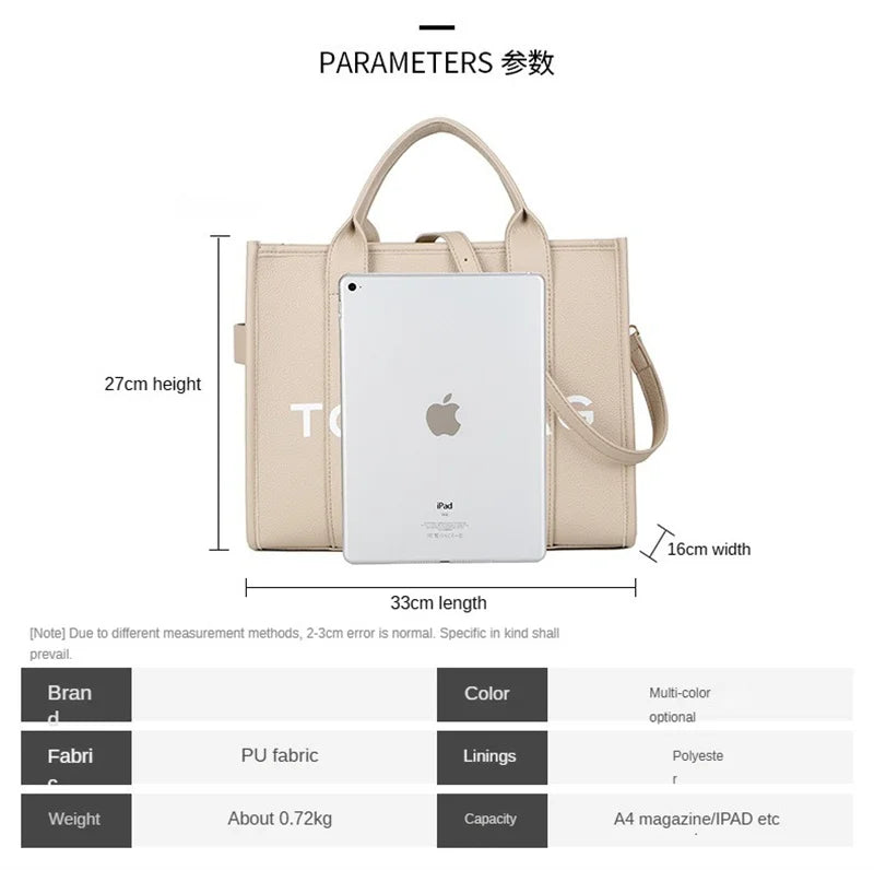 Tote Bag For Women PU Leather Handbag Personality Large Capacity Underarm Shoulder Bags Designer Bag Fashion Crossbody Bag 2024
