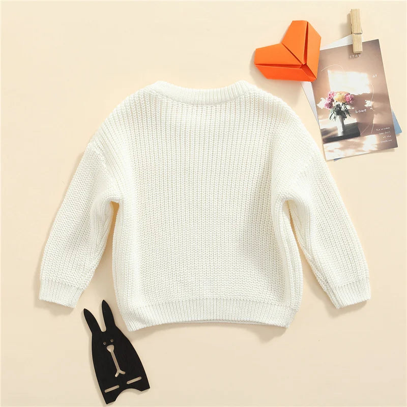 Suefunskry Newborn Baby Girl Boy Knitted Long Sleeve Autumn Winter Sweater Solid Loose Pullover Casual Tops Kids Clothes 3M-5Y