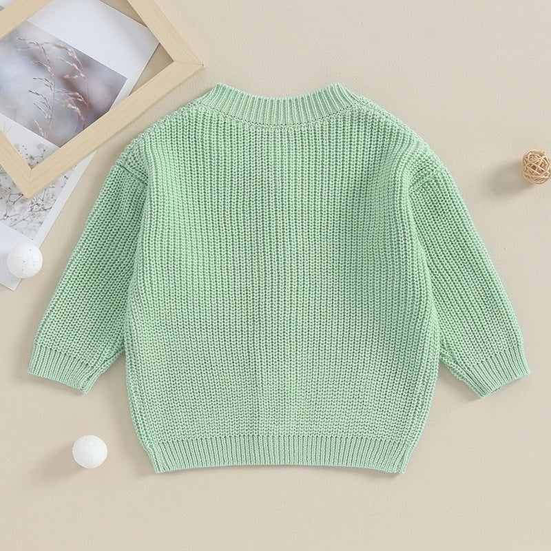 Suefunskry Baby Boys Girls Autumn Winter Knitted Sweater Long Sleeve Solid Color Single-breasted Knitwear Cardigan Jacket