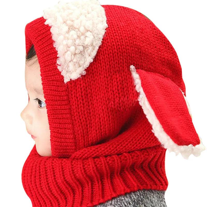 Baby Winter Hat With Scarf Toddler Winter Beanie Warm Hat Hooded Scarf Earflap Knitted Cap Cute Kids Hat Scarf Set