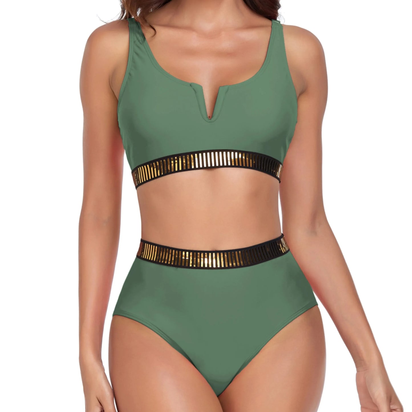 VYLYNK Bikinis Sets Swimsuit 2025 Women Two-Piece Swimwear High Waist Bathers Female Short Tankini Pool Swimming suit Beachwear
