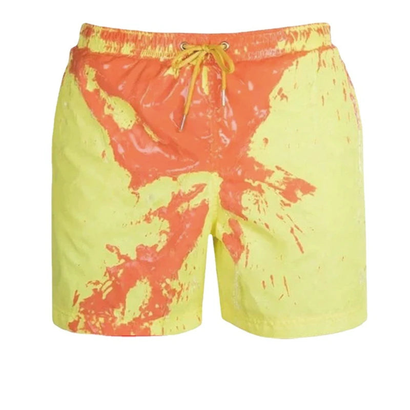 Magical Color Changing Board Shorts Men Summer Discoloration Swimming Trunks Swimwear Swim Surf Short Wear Quick Dry Beach Pants