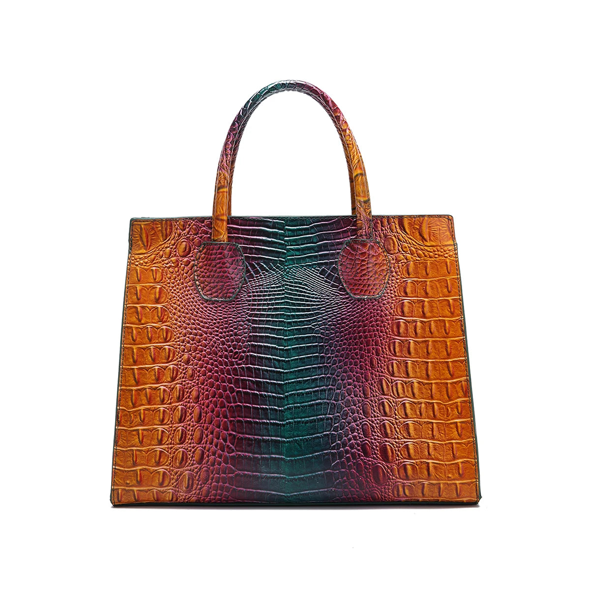 3 Pcs Crocodile Pattern Handbag & Purses Set, Multi-functional Vintage Top Handle Crossbody Bag & Business Clutch Bag & Card Coi