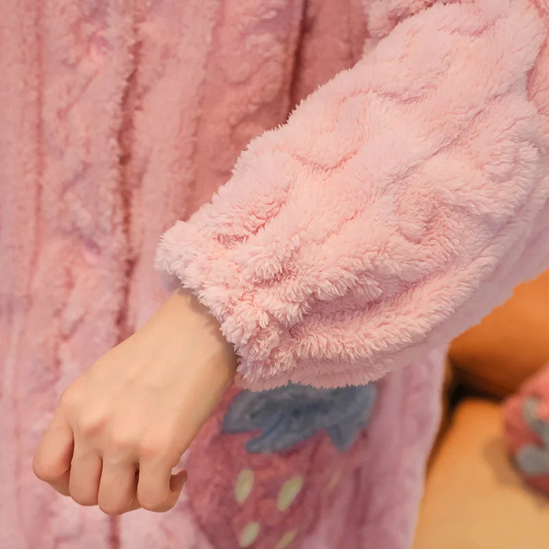 Kids Winter Bathrobe Thicken Warm Home Robe Baby Homewear Animal Dinosaur Cartoon Bathrobe For Children Hooded Gilrs Boys Robe