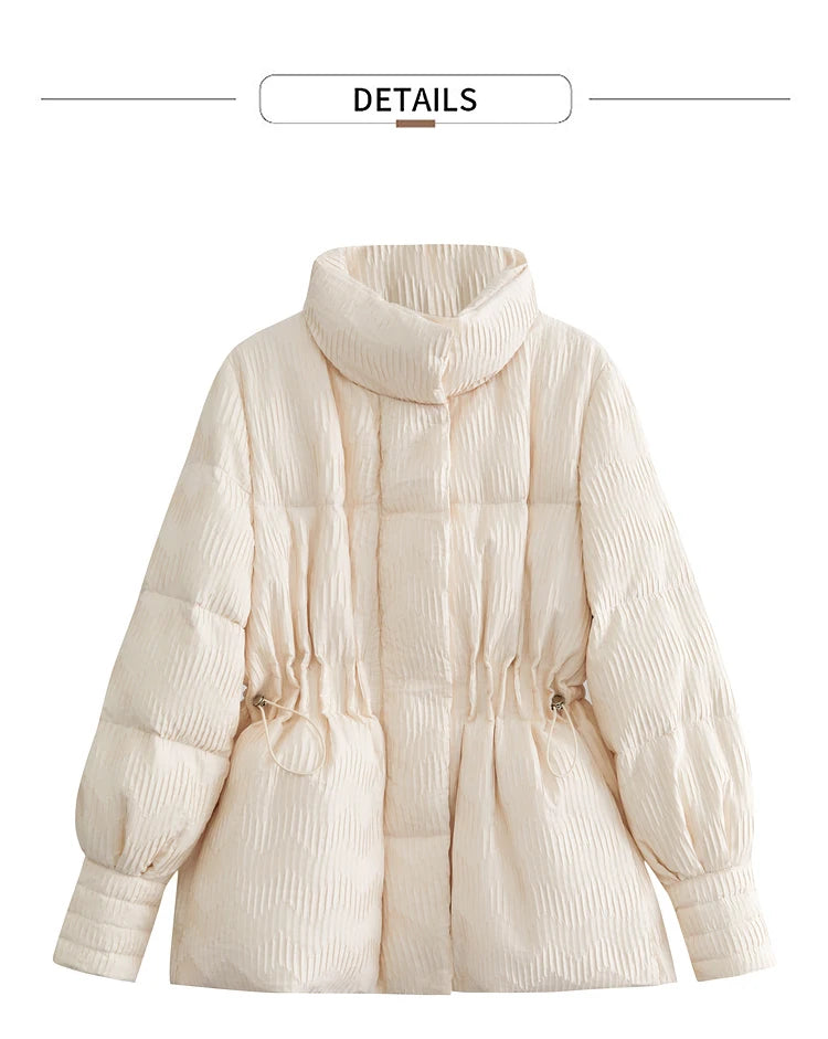 AMII Minimalist Duck Down Puffer Coat Women Winter 2025 Lightweight Stand Collar Lapel Warm Outerwear New Jackets 12344052