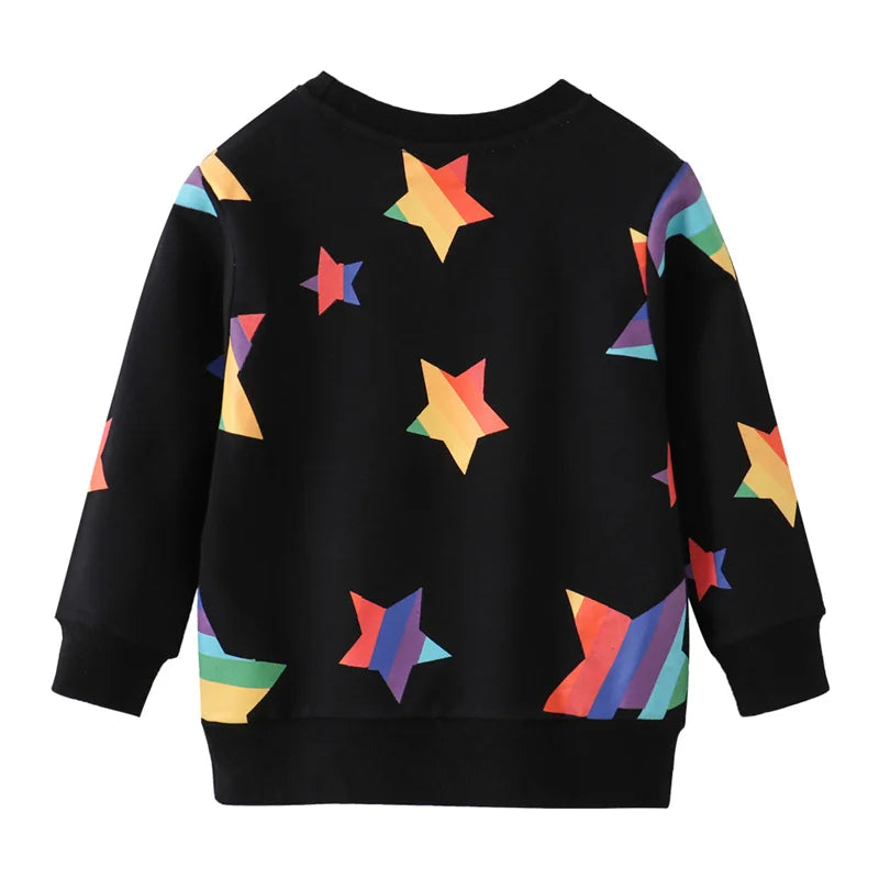 Jumping Meters 2-7T Boys Girls Sweatshirts With Stars Print Fashion Children's Clothing Baby Kids Hooded Shirts For Autumn