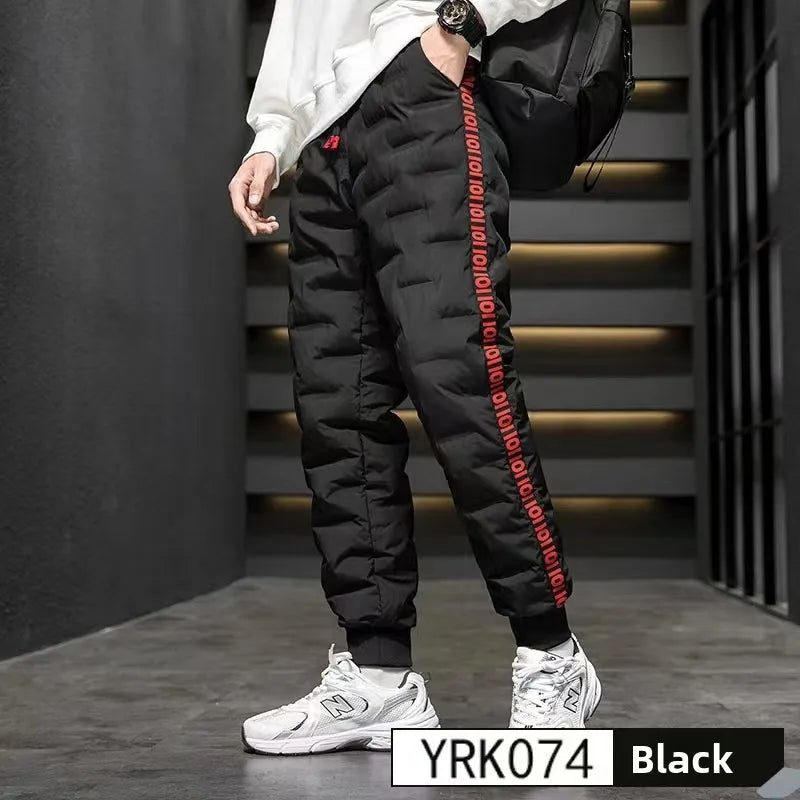 Men's down Pants Thiened Winter Outerwear Warm Long Trousers Du down Cold Resistance Cotton Pants Leisure Casual Sports