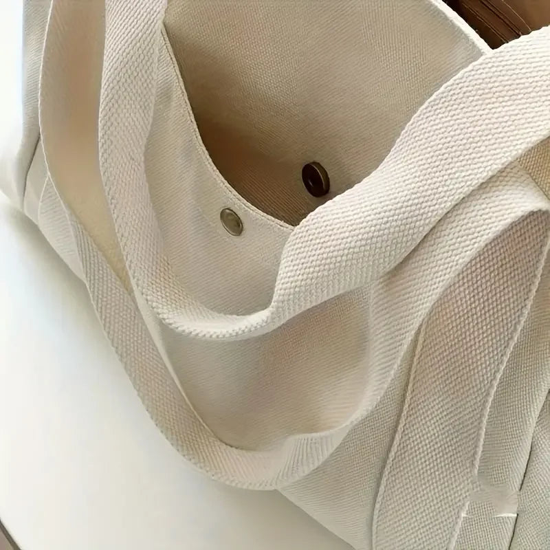 1Pcs Large Capacity Canvas Tote with Multiple Pockets-Perfect for School/work Commute/travel and Shopping Bags on One Shoulder