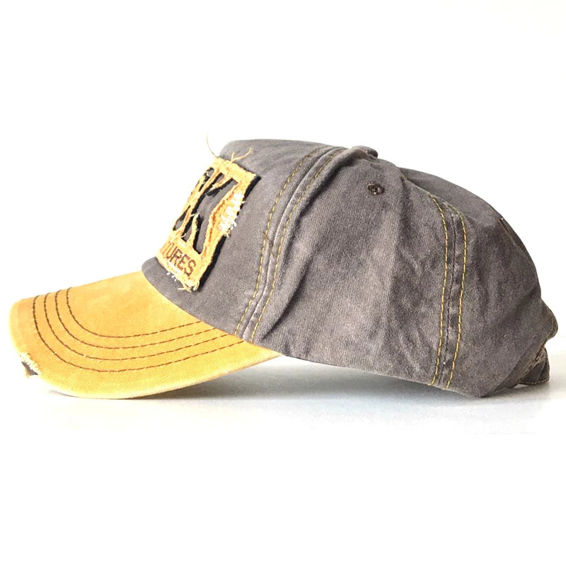 New Men and Women Frayed Old Baseball Cap Washed Cotton Peaked Rock Letter Embroidery Sun Hat Retro