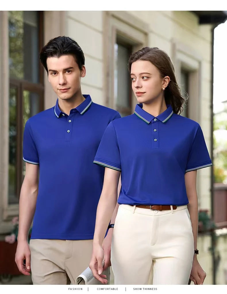 Golf Fashion Colorful Solid Color Collar Knitted Shirt Men's and Women's Casual 2026 Summer Short sleeved Top T-shirt