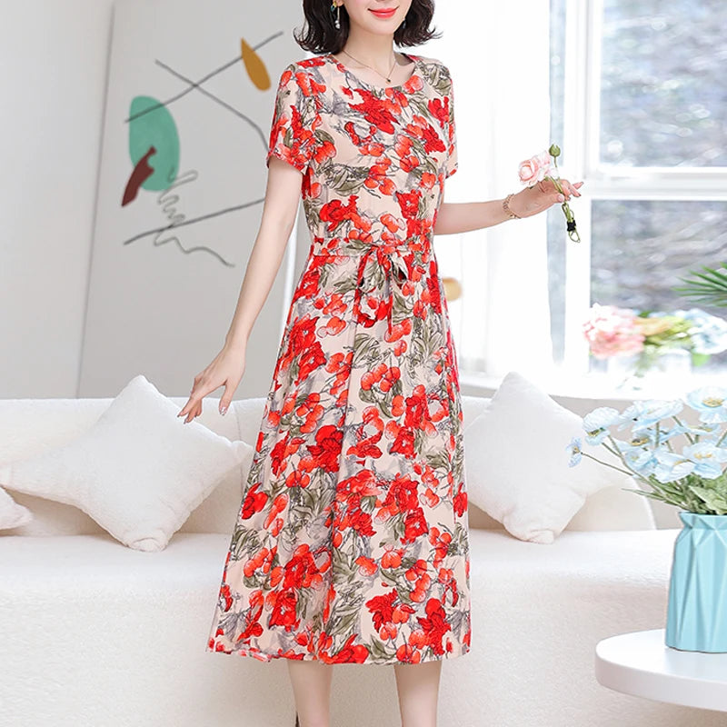 New Fashion Women Summer Dresses Hot Stylish O-Neck Print Floral Bohemian style Casual Loose sleeveless print Long Dress