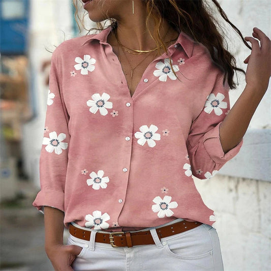 2024  ladies shirt fashion women's Hawaiian shirt long -sleeved outdoor holiday beach clothing super large yard 6xl