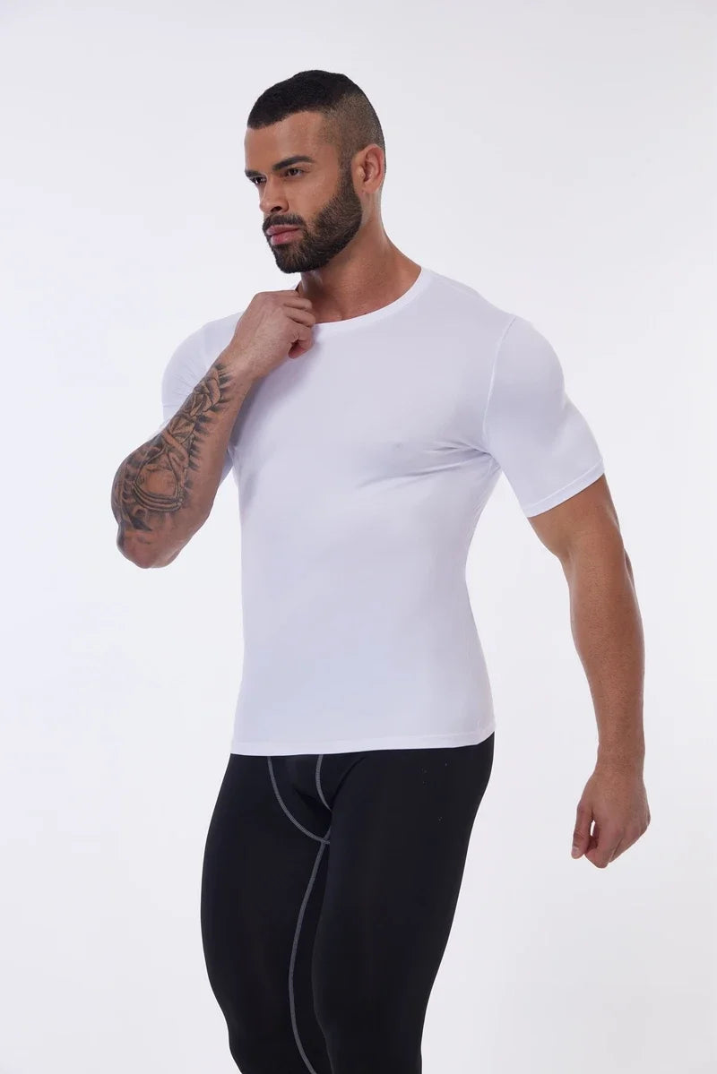 Compression Shirt Men Fitness Gym Body Shaper Sport Running Short Sleeve T-Shirt Rashgard Tops Tee Quick Dry Tops Male Shapewear