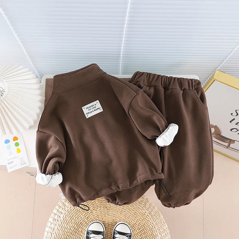 IYEAL Children's Baby Clothing Sets Winter Fleece Casual 2 PCS Kids Sets Sport Suit for Baby Girls Boys Clothes Coat+Pants 1-6 Y