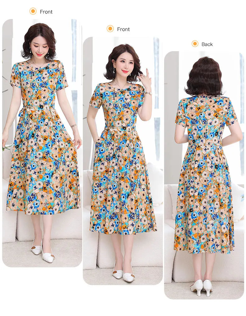 New Fashion Women Summer Dresses Hot Stylish O-Neck Print Floral Bohemian style Casual Loose sleeveless print Long Dress