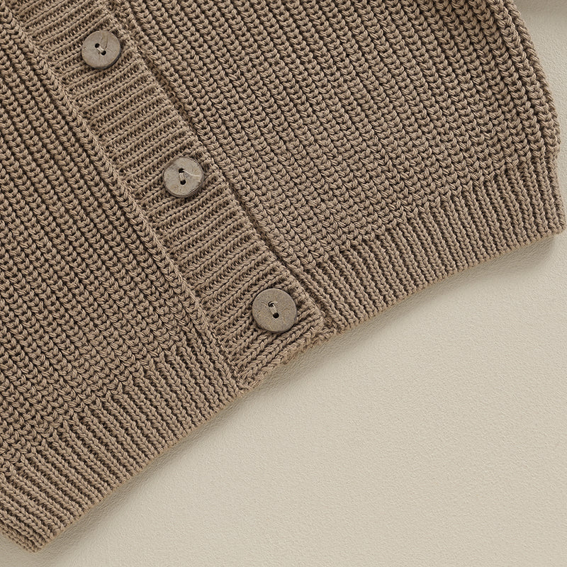 Suefunskry Baby Boys Girls Autumn Winter Knitted Sweater Long Sleeve Solid Color Single-breasted Knitwear Cardigan Jacket