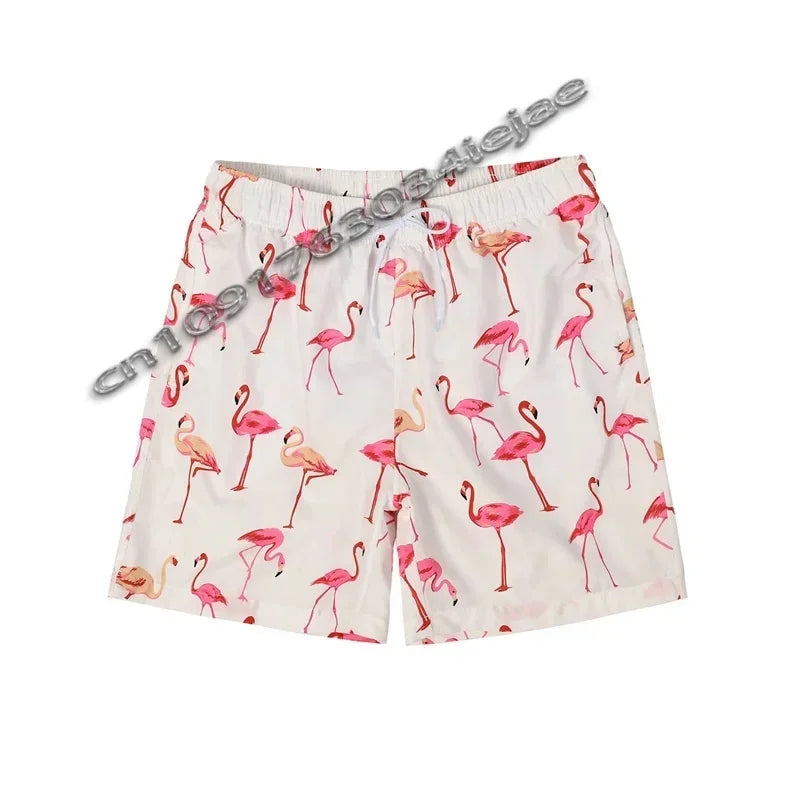 Hawaiian 3d Print Plants Flamingo Beach Shorts Men Summer Short Pants Outdoor Sports Surf Board Shorts Quick Dry Swim Trunks