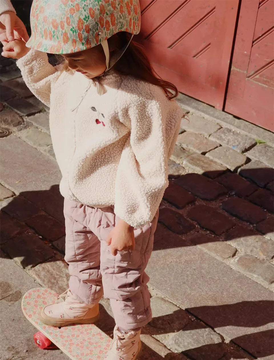 2025 KS Brand Winter Baby Girls Boys Lambswool Cherry Jackets Kids Clothes Boys Sequin Cartoon Outerwear Children's Coats 1-9Yrs