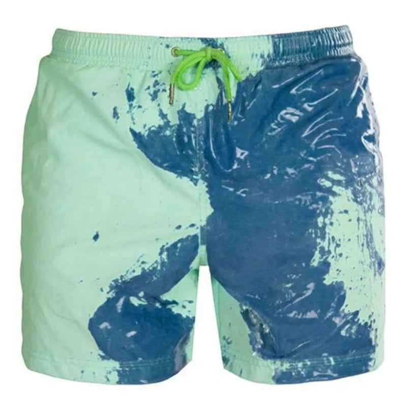 Magical Color Changing Board Shorts Men Summer Discoloration Swimming Trunks Swimwear Swim Surf Short Wear Quick Dry Beach Pants