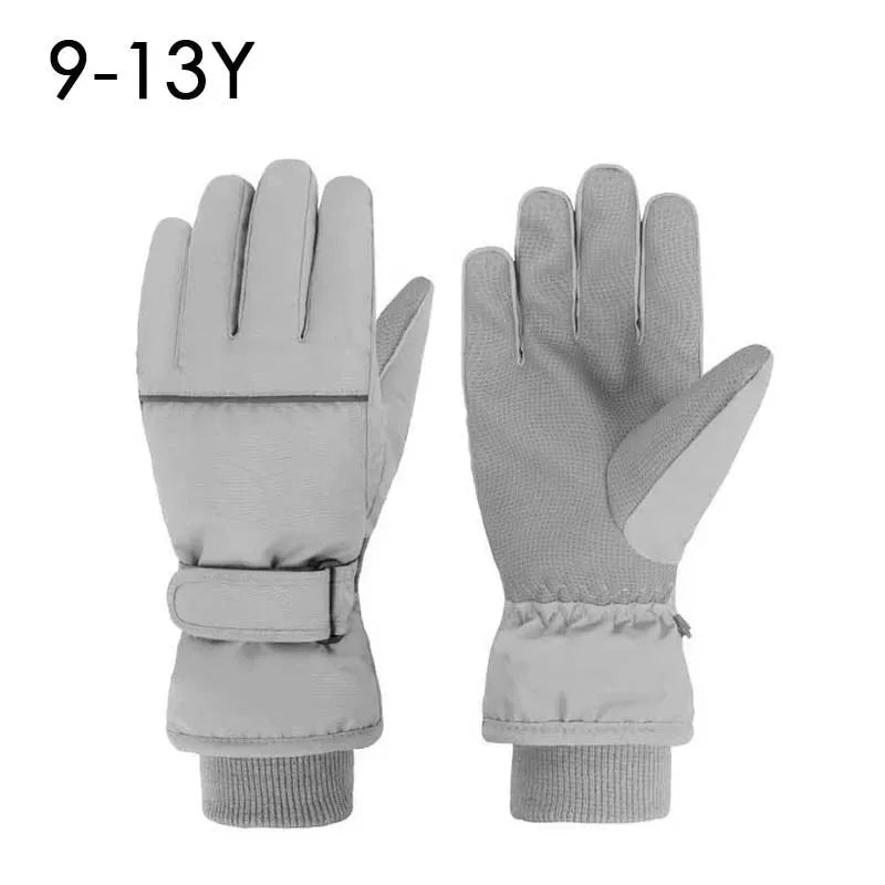 Waterproof Ski Gloves for Adult Kids Thick Children Snowboard Gloves Outdoor Fleece Lining Family Winter Gloves for Boys Girls