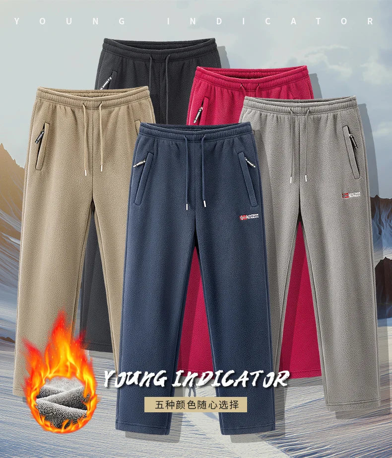 Winter Fleece Ski Pants Men's High Quality Extreme Cold Wool Thick Warm Trousers Women New 2025 Outdoor Camping Work Sweatpants