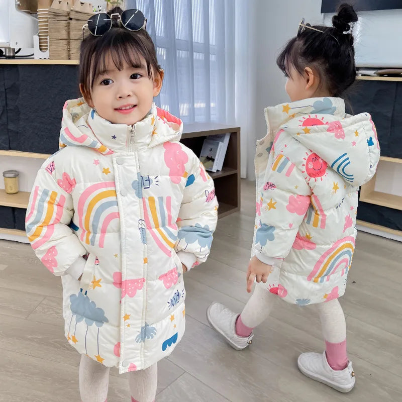 New Girls Boys Down Jacket Winter Coats Children Clothes Hooded Windbreaker Coat For Kids 2-7 Years Cotton Warm Outerwear Kids