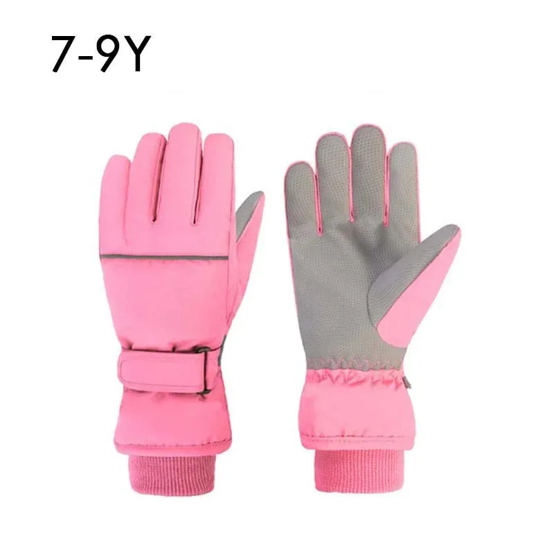 Waterproof Ski Gloves for Adult Kids Thick Children Snowboard Gloves Outdoor Fleece Lining Family Winter Gloves for Boys Girls