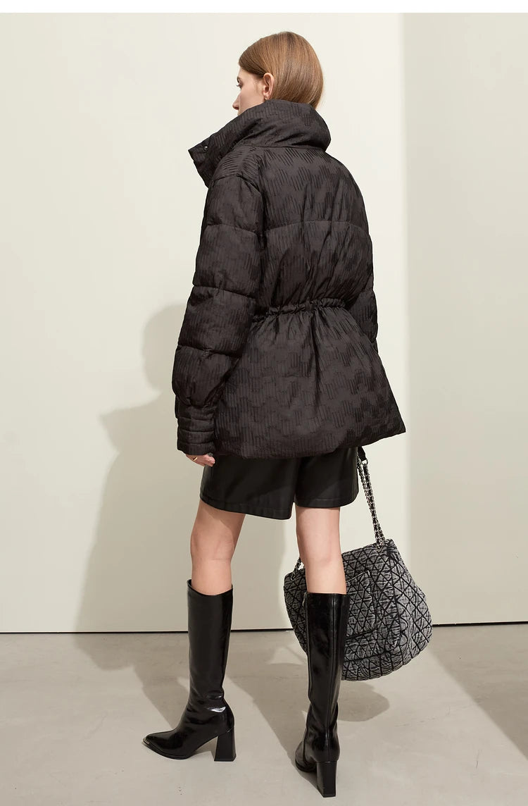 AMII Minimalist Duck Down Puffer Coat Women Winter 2025 Lightweight Stand Collar Lapel Warm Outerwear New Jackets 12344052