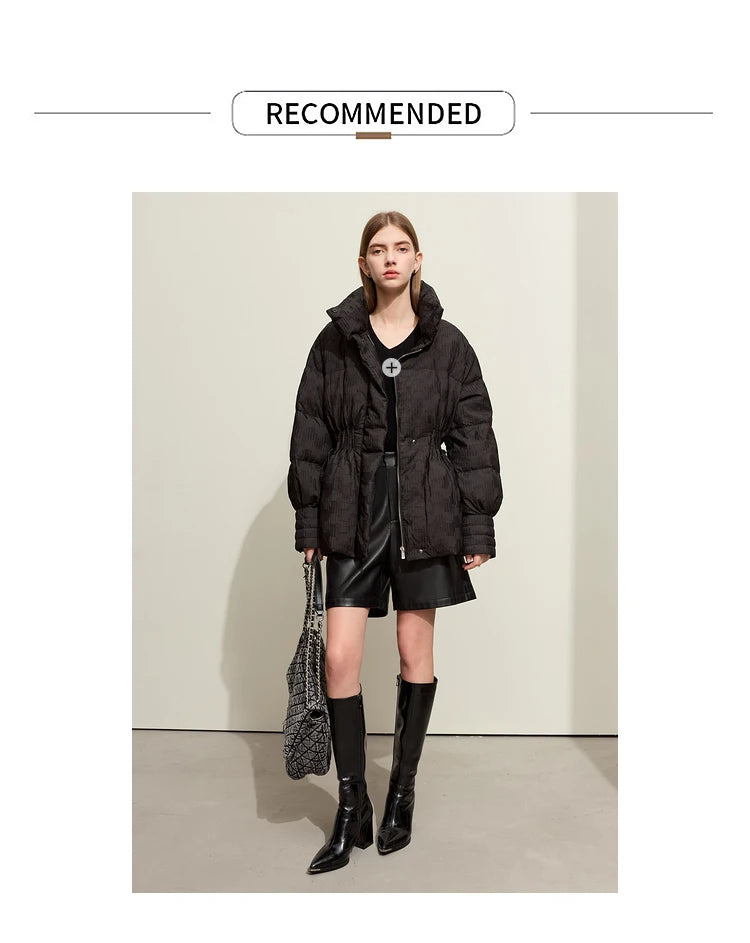 AMII Minimalist Duck Down Puffer Coat Women Winter 2025 Lightweight Stand Collar Lapel Warm Outerwear New Jackets 12344052