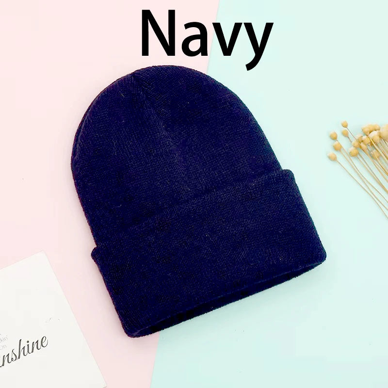 Dad Mother Kids Baby Hats for Girl Boy Newborn Beanie Infant Candy Color Winter Autumn Family Warm Knitted Parent Children Hat