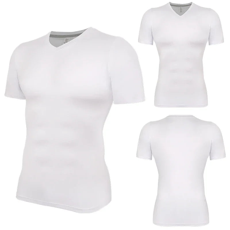 Compression Shirt Men Fitness Gym Body Shaper Sport Running Short Sleeve T-Shirt Rashgard Tops Tee Quick Dry Tops Male Shapewear