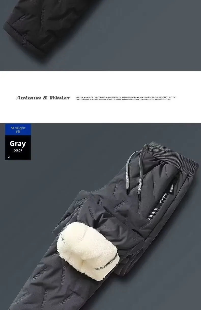 Lamb Velvet Winter Thiened Fce Lined Men's Snow Pants Outerwear Windproof Warm down Cotton Trousers Youth Faion